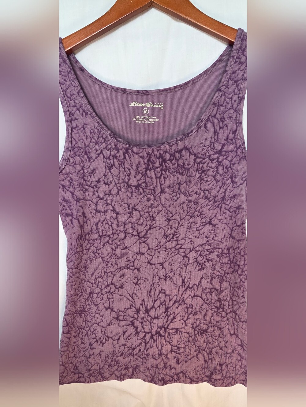 Womens Eddie Bauer Purple Round Neck Sleeveless Cotton Tank Top Sz Medium